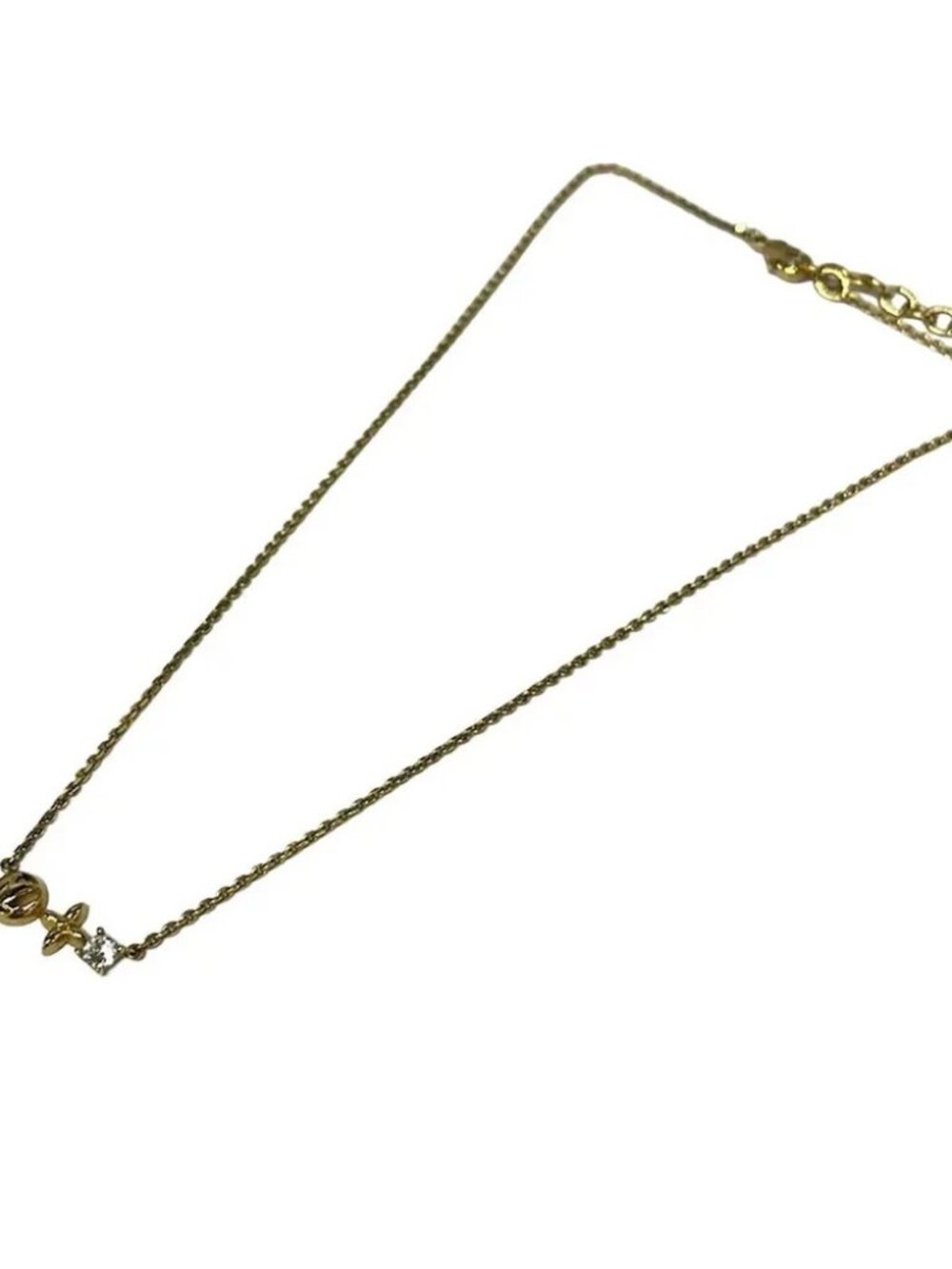 LOUIS VUITTON Collier Petit Louis M00368 Gold Clear Others LE3272 Necklace - Picture 2 of 5
